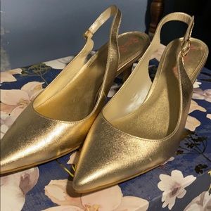 Lilly Pulitzer Gold Slingback Kitten Heels